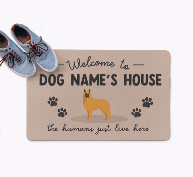 The Humans Just Live Here: Personalised {breedFullName} Doormat